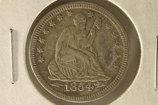 1854 SILVER STANDING LIBERTY QUARTER UNC