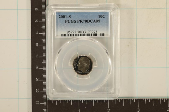 2001-S ROOSEVELT DIME PCGS PR70 DCAM