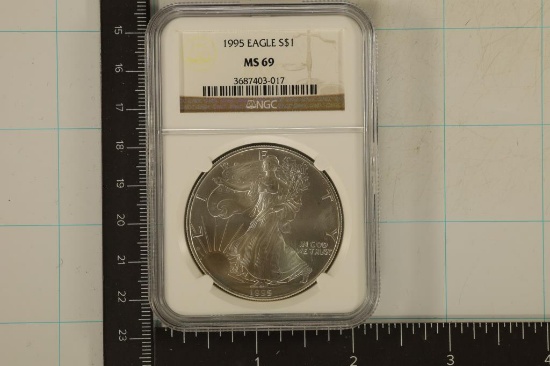 1995 AMERICAN SILVER EAGLE NGC MS69 1 OZ. SILVER