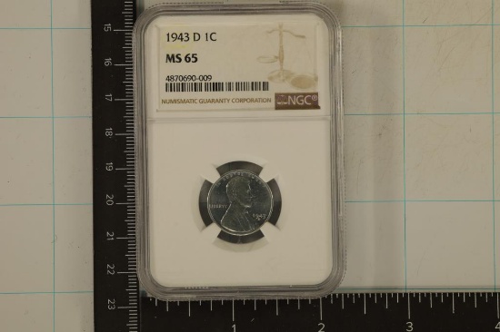 1943-D LINCOLN STEEL WAR CENT NGC MS65