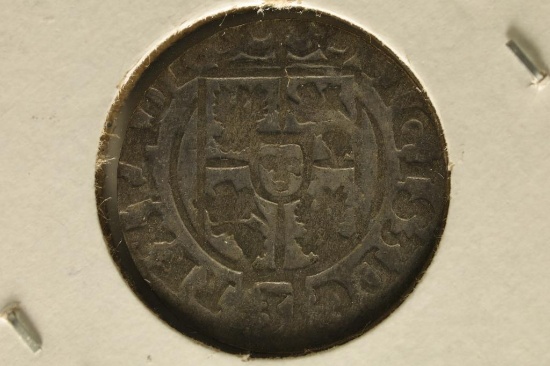 1600'S HAND HAMMERED POLAND SILVER 1/24TH TALER