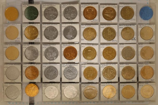 40 ASSORTED ALUMINUM MARDI GRAS TOKENS: