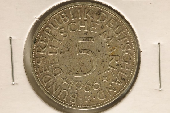 1966-F SILVER GERMAN 5 MARK .2251 OZ. ASW