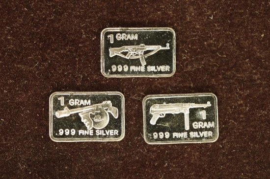 3-1 GRAM .999 FINE SILVER PF MINI INGOTS: WEAPON