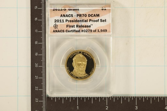 2011-S GRANT US PRESIDENTIAL DOLLAR ANACS PR70