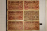 6-1918 GERMAN 20 MARK BILLS, TOUGHER  SHAPE