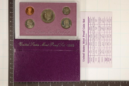 1989 US PROOF SET (WITH BOX) AND & WITH CERT.