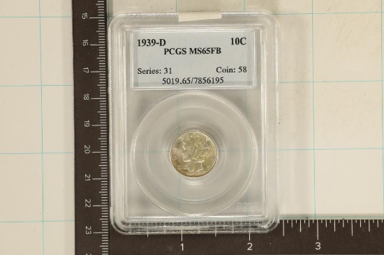 1939-D SILVER MERCURY DIME PCGS MS65FB