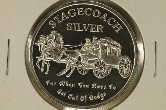 1 TROY OZ .999 FINE SILVER PF ROUND STAGECOACH