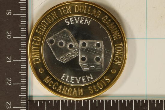 CASINO $10 SILVER TOKEN (UNC) MCCARRAN AIRPORT