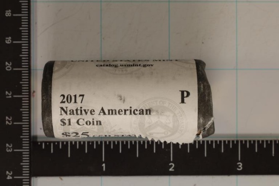 2017-P SOLID DATE $25 ROLL OF NATIVE AMERICAN $'S