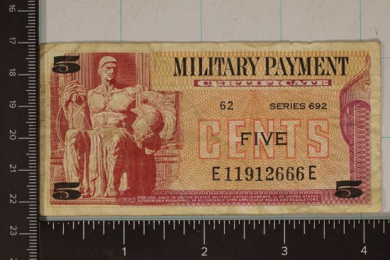 SERIES 692 US FIVE CENT MILITARY PAYMENT CERT.