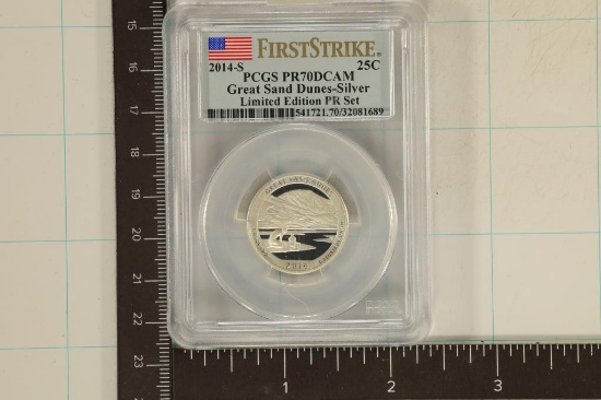 2014-S GREAT SAND DUNES SILVER QUARTER PCGS PR70