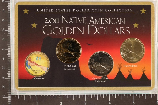 2011 NATIVE AMERICAN GOLDEN DOLLARS WITH 4 COINS: