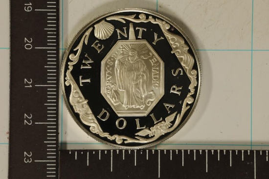 1985 BRITISH VIRGIN ISLANDS PROOF SILVER $20 COIN
