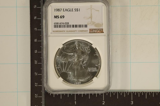 1987 AMERICAN SILVER EAGLE NGC MS69
