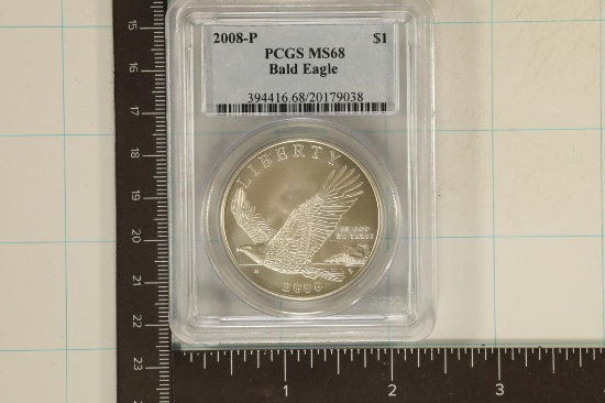 2008-P US BALD EAGLE SILVER DOLLAR PCGS MS68