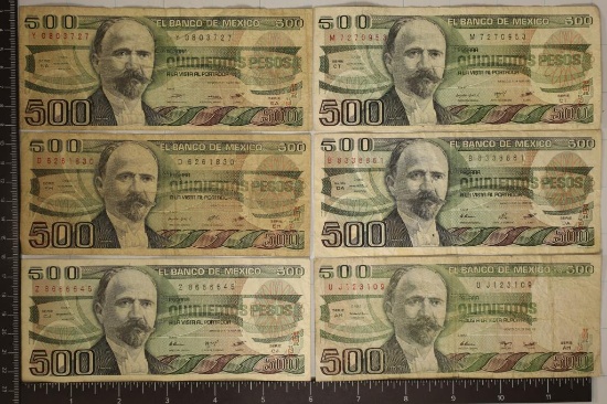 6-1981-1984 MEXICO 500 PESO BILLS