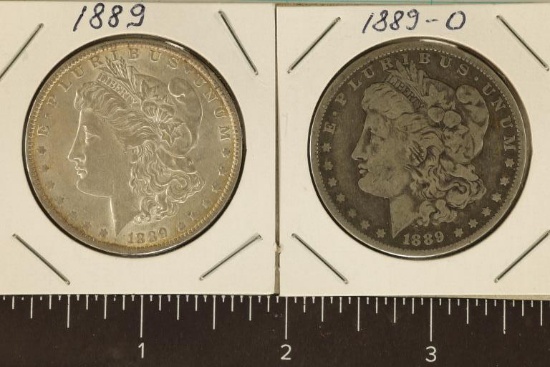 1889 AU AND 1889-O MORGAN SILVER DOLLARS