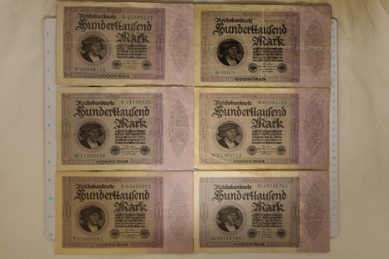6-1923 GERMAN 100,000 MARK BILLS AS SHOWN