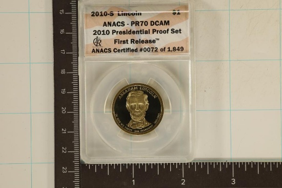 2010-S US LINCOLN $1 ANACS PR70 DCAM 1ST RELEASE