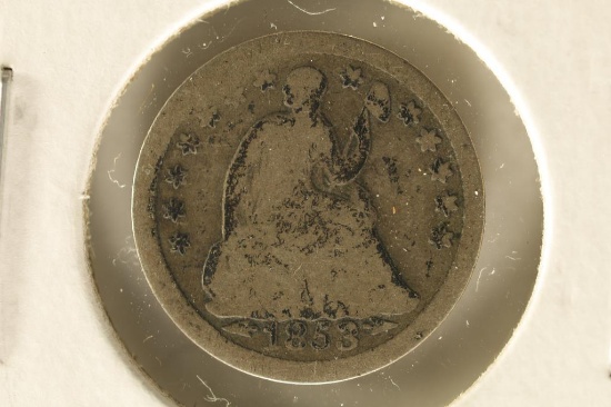 1853 US SILVER SEATED LIBERTY HALF DIME
