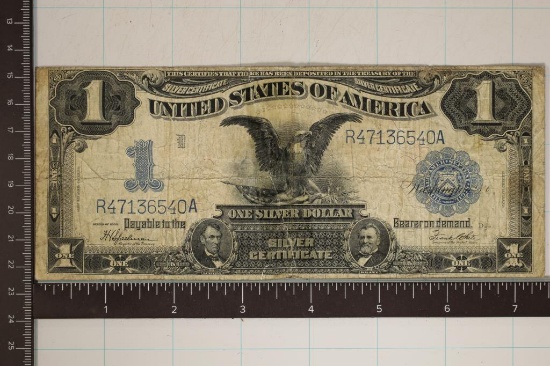 1899 VERTICAL DATE US $1 BLACK EAGLE SILVER CERT.