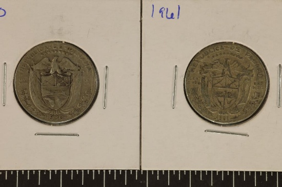 1930 & 1961 PANAMA SILVER 1/4 BALBOAS .3616 OZ ASW