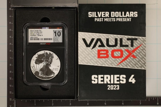 VAULT BOX WITH 2021-W REV. PF AMERICAN SILVER T-1