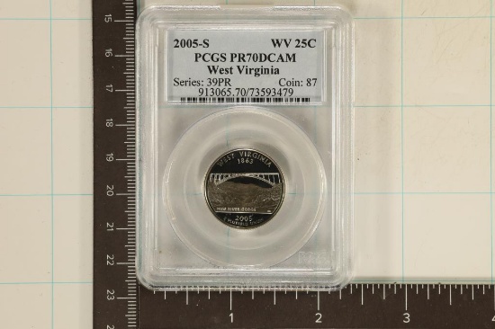 2005-S WEST VIRGINIA QUARTER PCGS PR70 DCAM