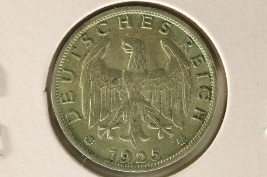 1925-A GERMAN SILVER 1 REICHSMARK .0804 OZ. ASW