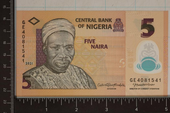 2021 NIGERIA 5 HAIRA CRISP UNC POLYMER COLORIZED