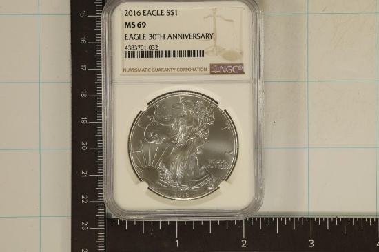2016 AMERICAN SILVER EAGLE NGC MS69 FROM THE