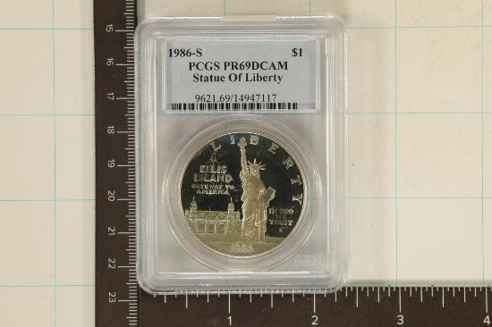 1986-S SILVER STATUE OF LIBERTY US $1 PCGS PR69