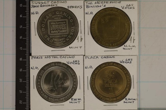 4-$1 METAL CASINO GAMING TOKENS: NUGGET CASINO,
