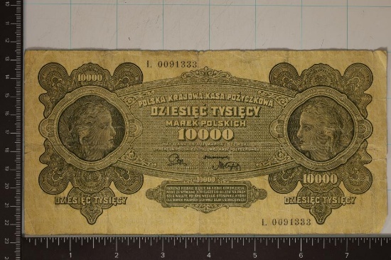 1922 POLISH 10,000 MAREK BILL SERIAL # 0091333