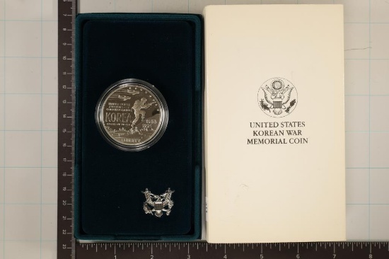 1991-P KOREA WAR PF US SILVER DOLLAR WITH CERT.,