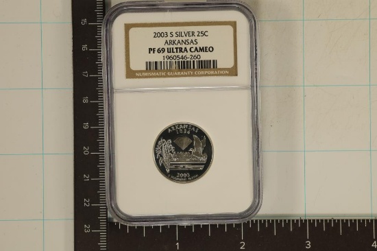 2003-S SILVER ARKANSAS QUARTER NGC PF69 ULTRA CAM