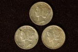 1940-P/D/S SILVER MERCURY DIMES AU / UNC