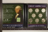 GREAT AMERICANS COINS & STAMPS SET CONTAINS:
