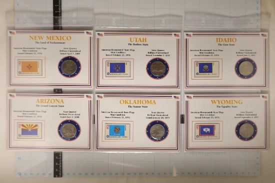 6-US QUARTER & STAMP SETS: 2007-P IDAHO, WYOMING,