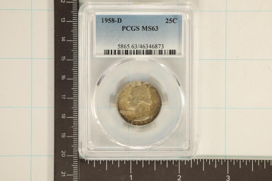 1958-D WASHINGTON SILVER QUARTER PCGS MS63
