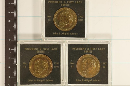 3 METAL 1" PRESIDENT & 1ST LADY SERIES TOKENS IN