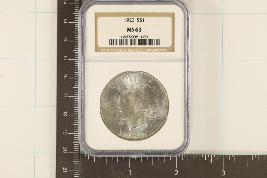 1922 PEACE SILVER DOLLAR NGC MS63