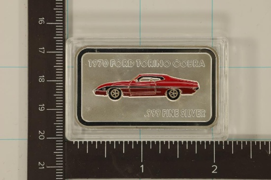 1 TROY OZ .999 FINE SILVER PF INGOT "1970 RED FORD