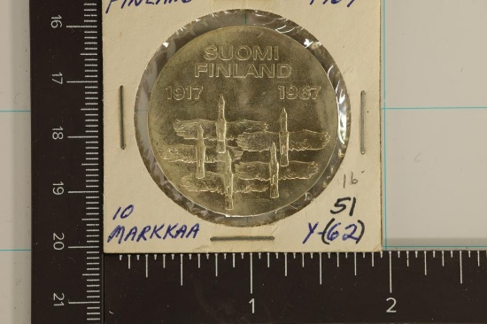 1967 FINLAND SILVER 10 MARRKKA .6872 OZ. ASW BU