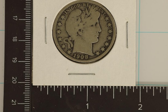 1908-S SILVER BARBER HALF SOLID VERY GOOD