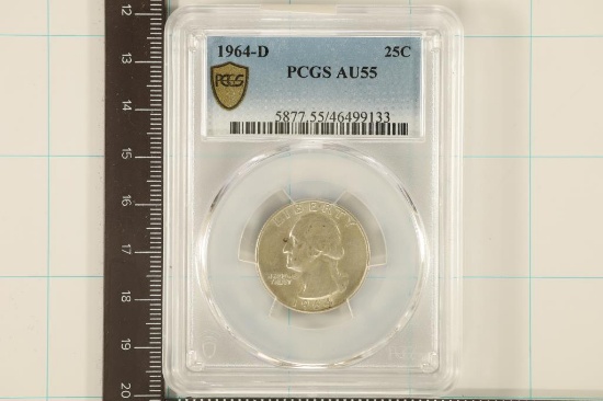 1964-D WASHINGTON SILVER QUARTER PCGS AU55