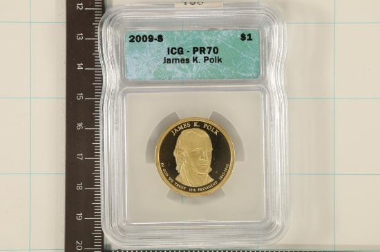 2009-S PRESIDENTIAL DOLLAR ICG PR70 JAMES K. POLK