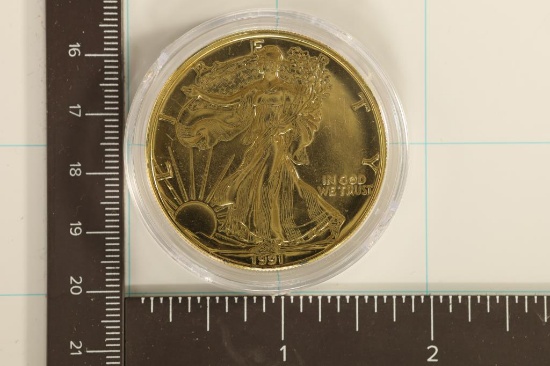 1991 GOLD ELECTROPLATED AMERICAN SILVER EAGLE BU